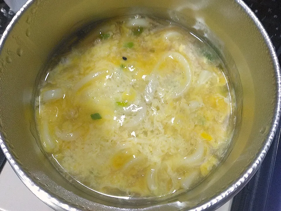 なめ茸と肉そぼろ入りとろみ付き掻き玉うどん|darkbaronさん