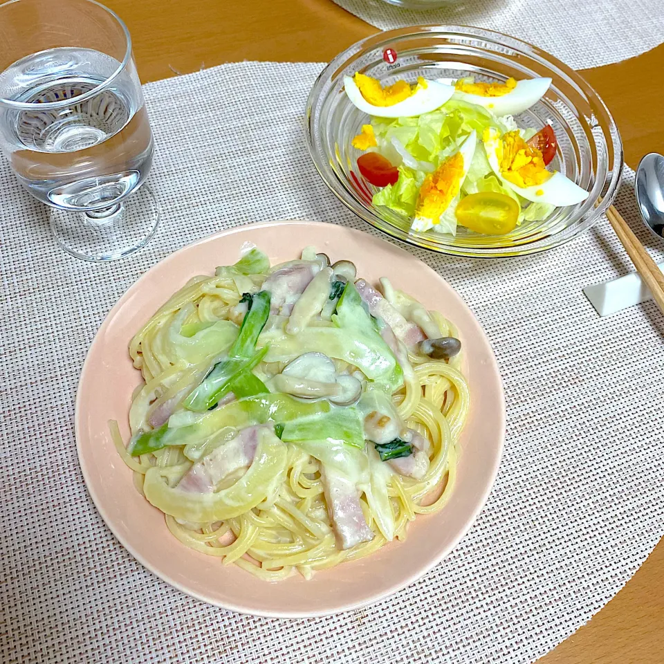 クリームスパゲッティディナー🍽|かなママさん