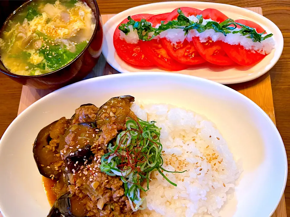 あいかごはん！麻婆茄子丼！|あいか •᎑•さん