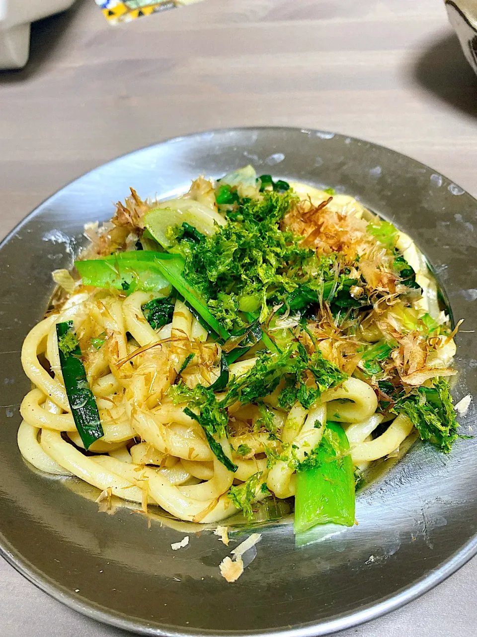 ネギ　小松菜　あおさ焼きうどん|みーさん