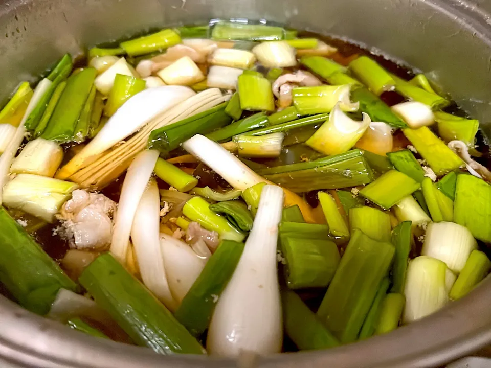 葉玉ねぎの肉うどんの汁|ちゃびきゅさん