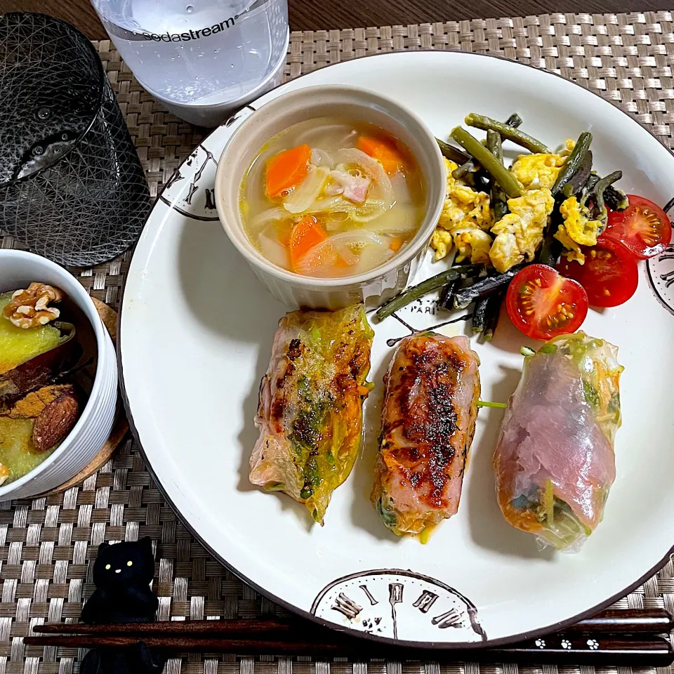 5/14晩ご飯：生ハムキムチ生春巻き＆焼き|ななみんさん