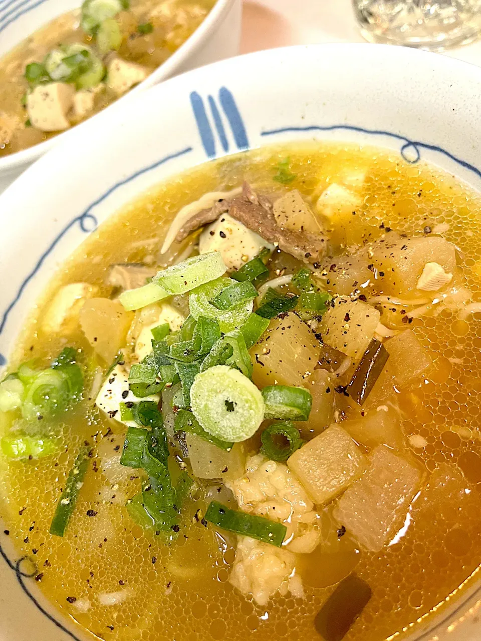 カルビタン残りにこんにゃく麺|のろさん