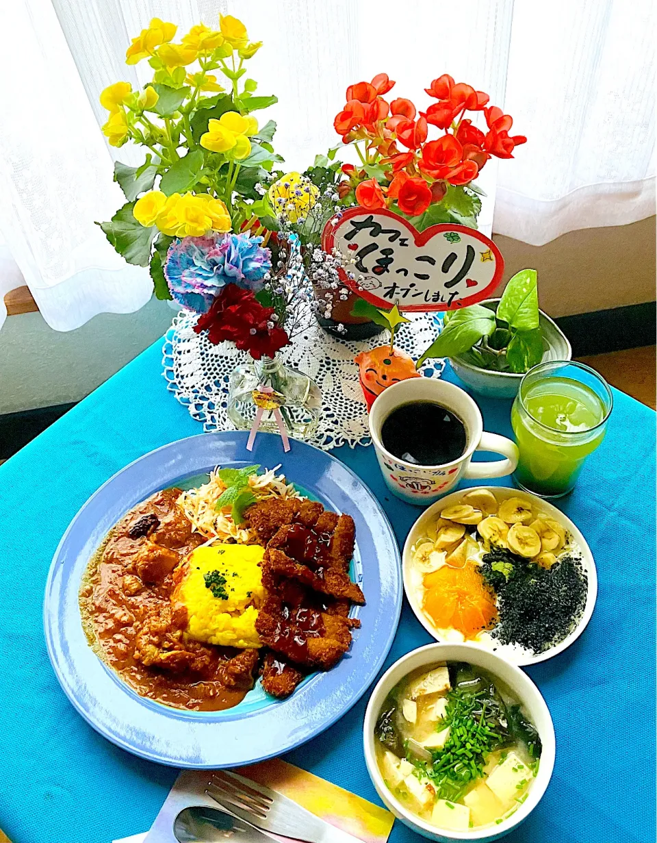 朝ごはんは勝負飯笑笑💪💖カツカレー🍛|HAMI69さん