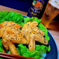 Snapdishの料理写真:🍗🍺手羽先で一杯　　う〜うまい😋|Sの食卓さん