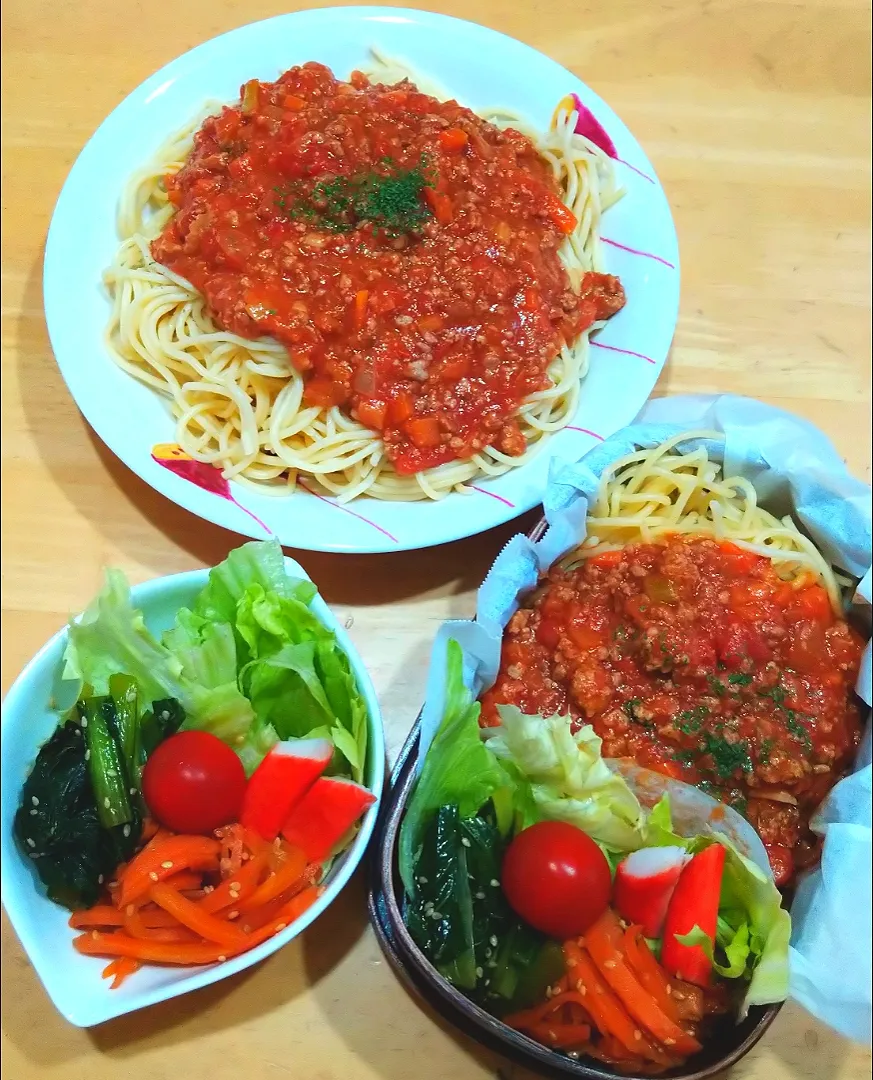 Snapdishの料理写真:ミートソースパスタ弁当|NOZUさん