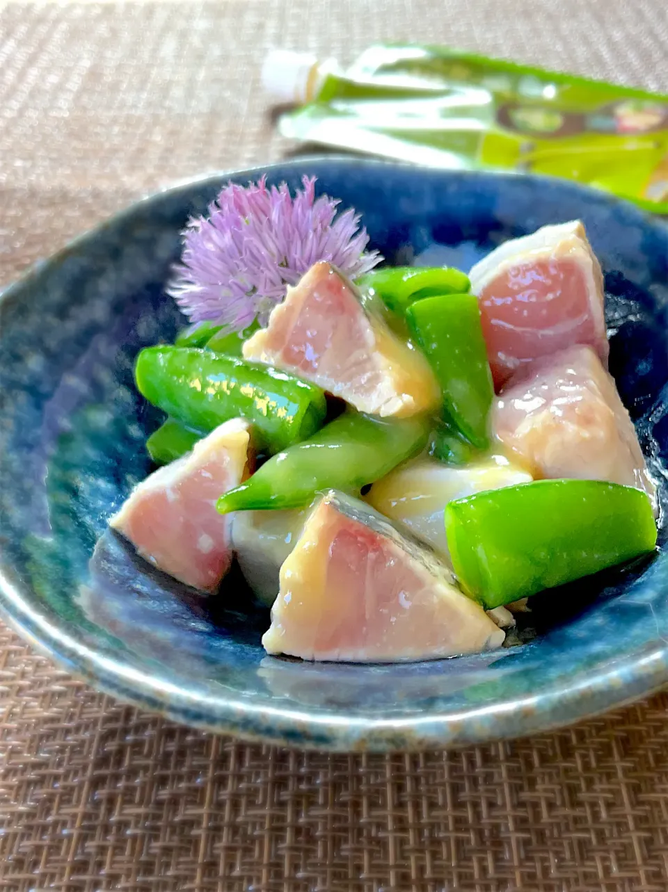 釣り魚🎣スナップエンドウとヒラマサの炙り酢みそ和え|9421beruさん