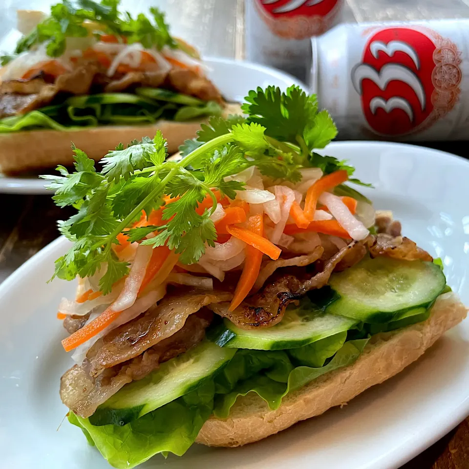 Bánh mì thịt nướng🇻🇳豚の炭火焼き風バインミー|七海さん