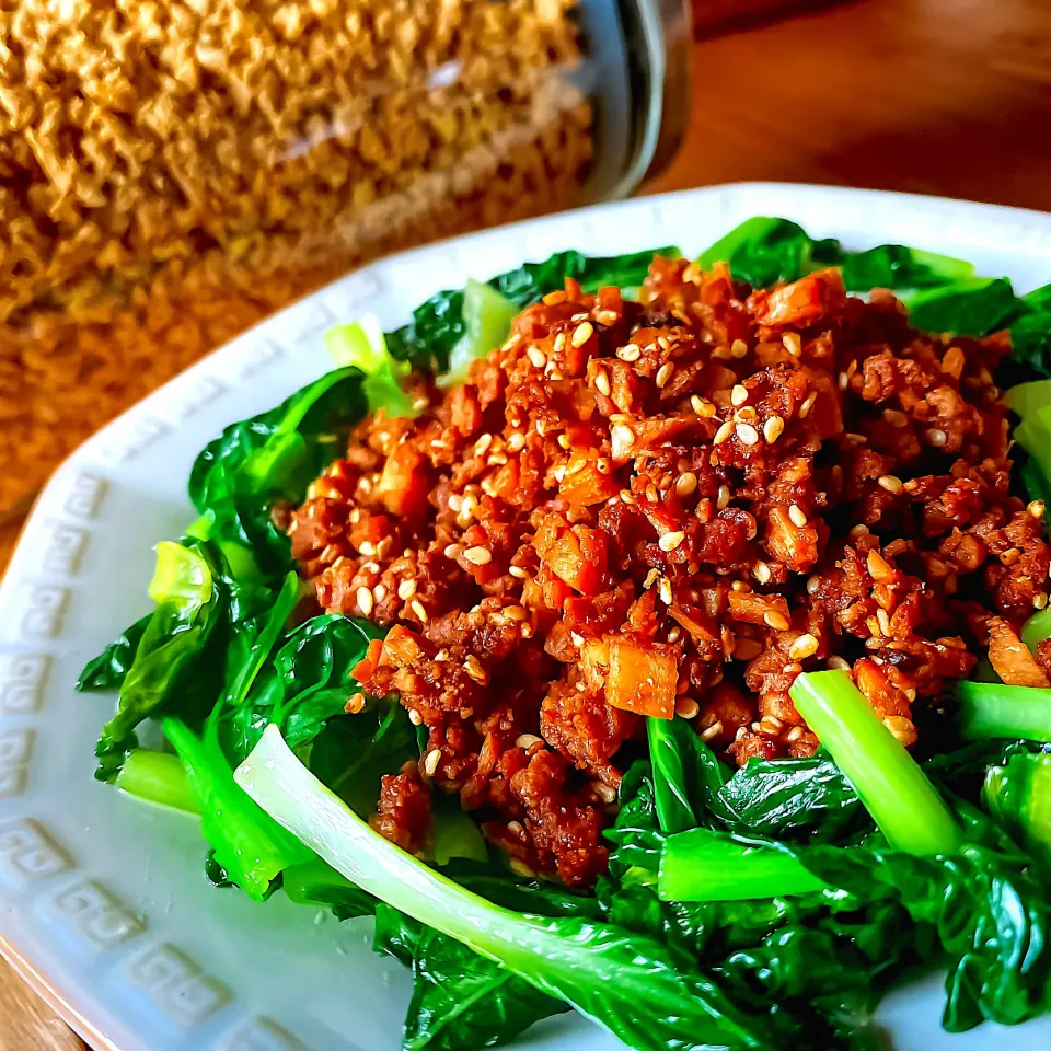 ターサイの花椒炒め～筍と大豆のお肉の中華そぼろがけ～|にゃんぺこさん