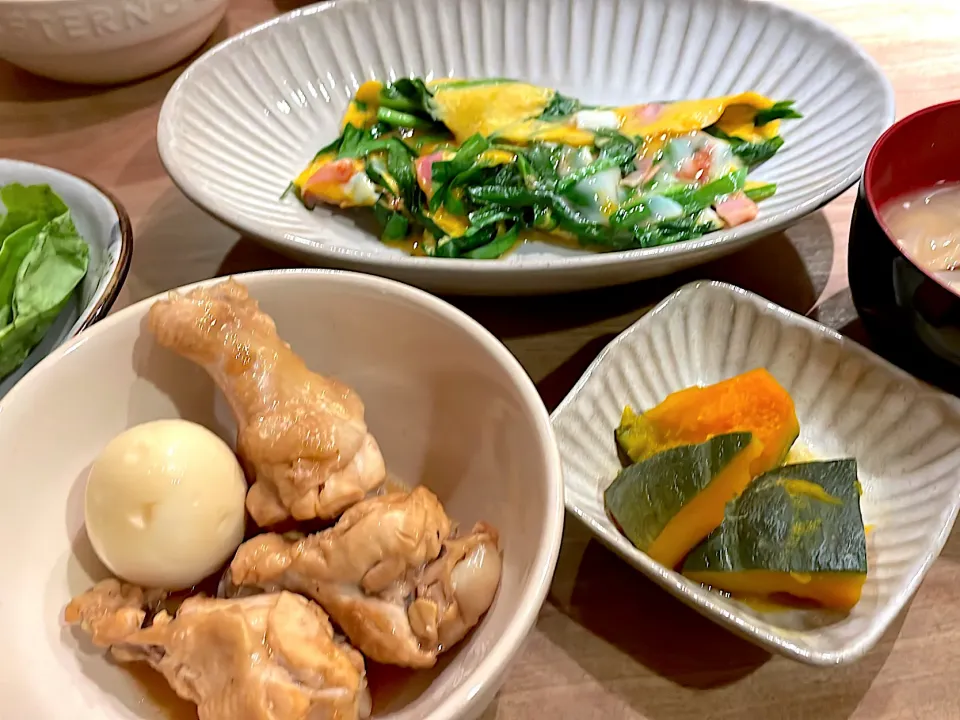 鳥のさっぱり煮・にらの卵とじ|くり子さん