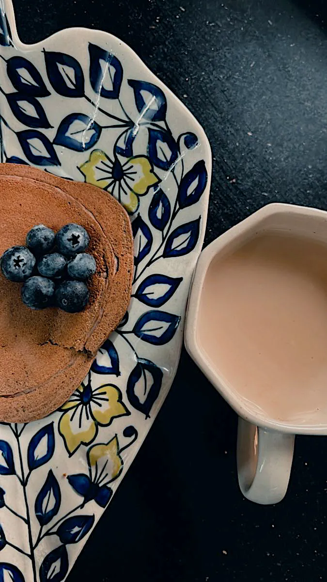 Blueberry cocoa millet pancake with coffee!|Dhwaniさん