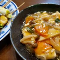 豆腐の五目あんかけ煮
鶏皮串（お義母さん作）