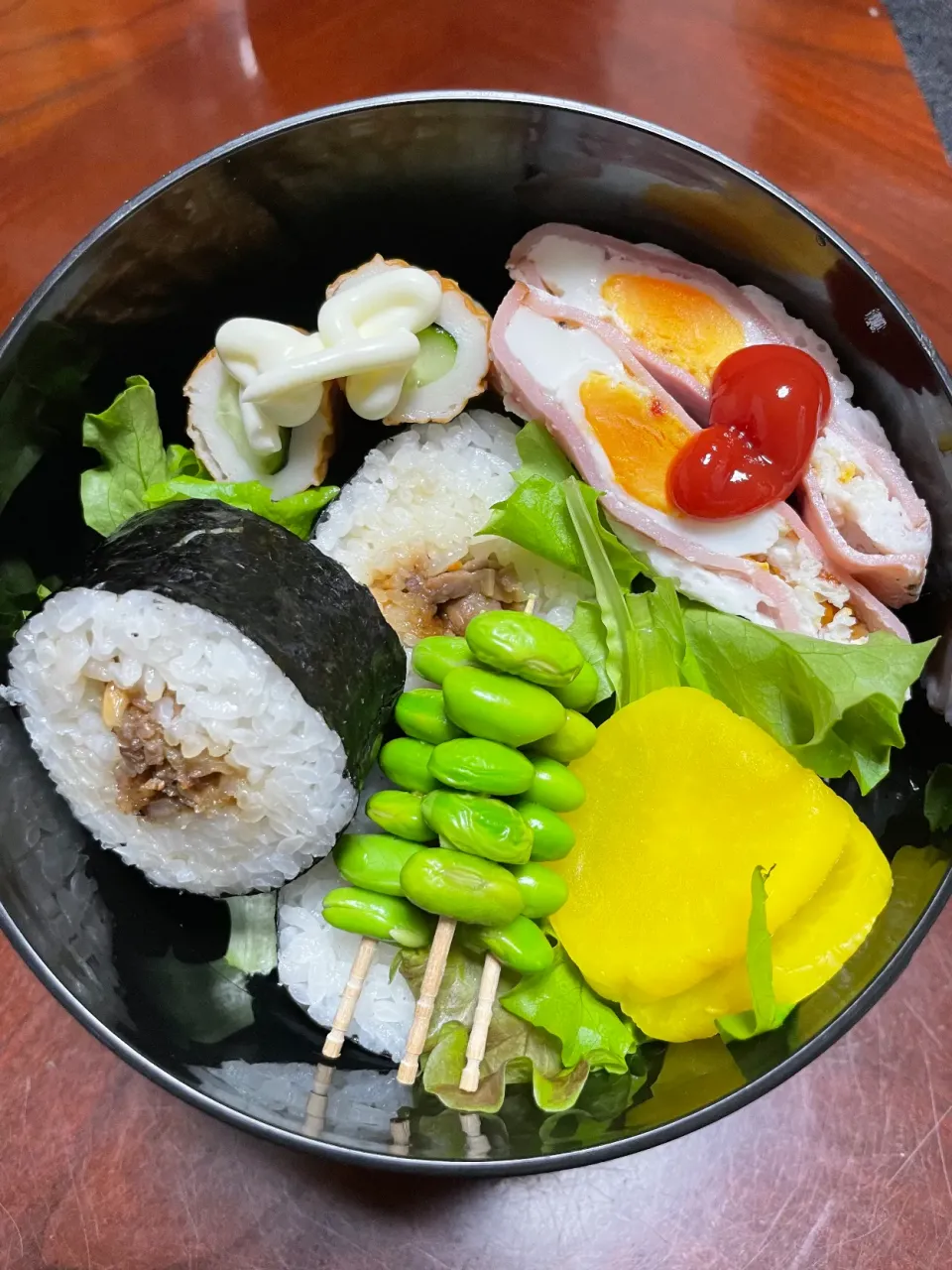 焼肉海苔巻きとハムエッグ弁当|父が作る弁当さん