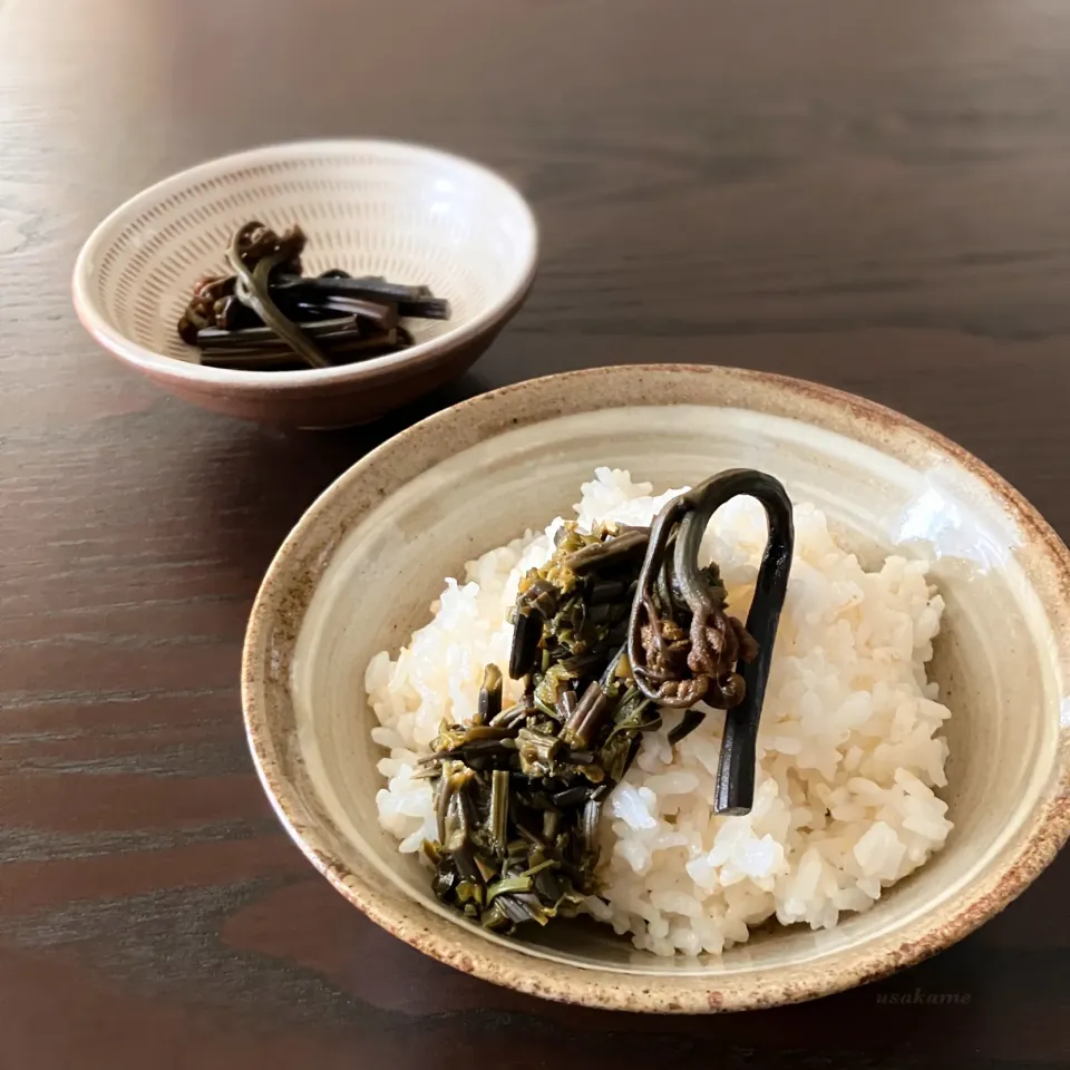 蕨わらびの醤油漬け|うさかめさん