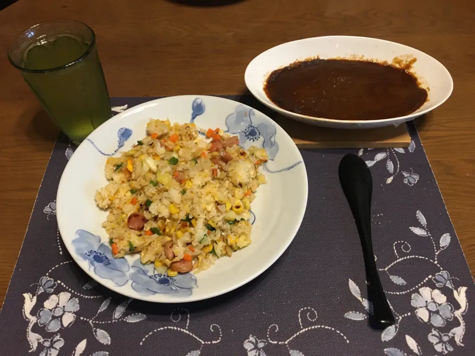 炒飯、カレー(昼飯)|enarinさん