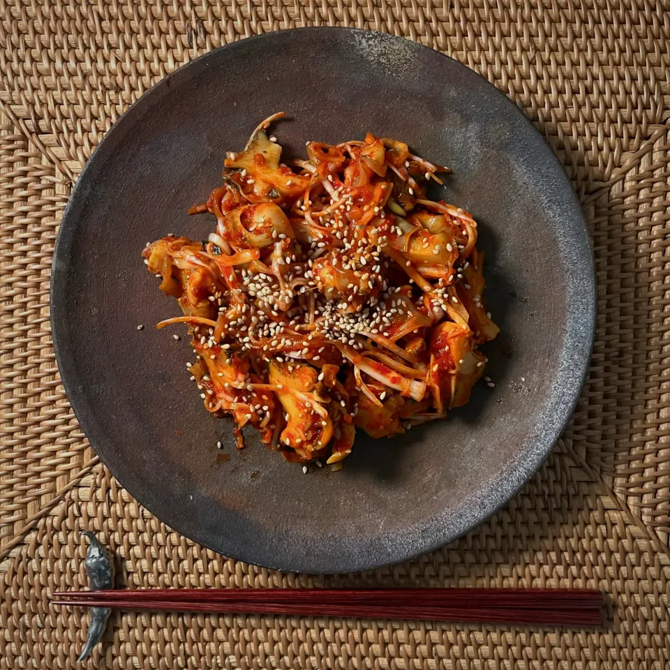 🟠まるさんの料理 つぶ貝の和え物 コルベンイムチム 골뱅이무침|まる(丸大豆)さん