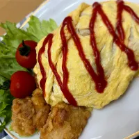 Snapdishの料理写真:唐揚げとオムライス|RUさん