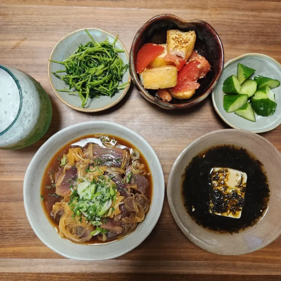 20230521
鰹刺の玉ねぎ漬け
豆腐の海苔餡掛け
トマトと栃尾揚げの醤油麹和え
豆苗の黒ごま和え
胡瓜の塩麹漬け|noccoさん