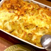 米粉とカレーパウダーで作る時短グラタン。