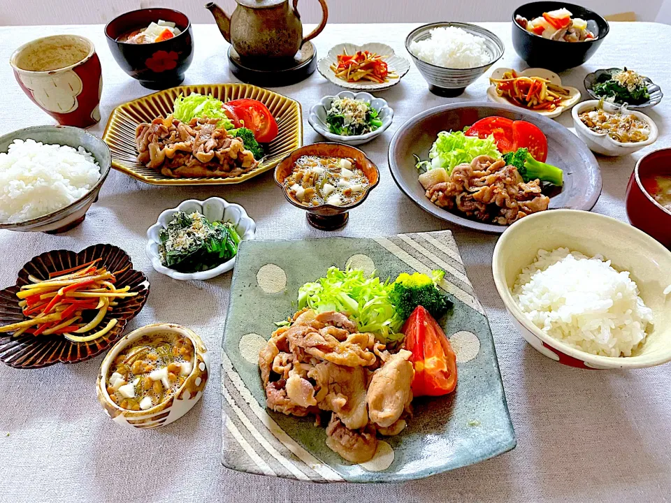 生姜焼きと豚汁の晩ごはん🐖|ゆかりさん