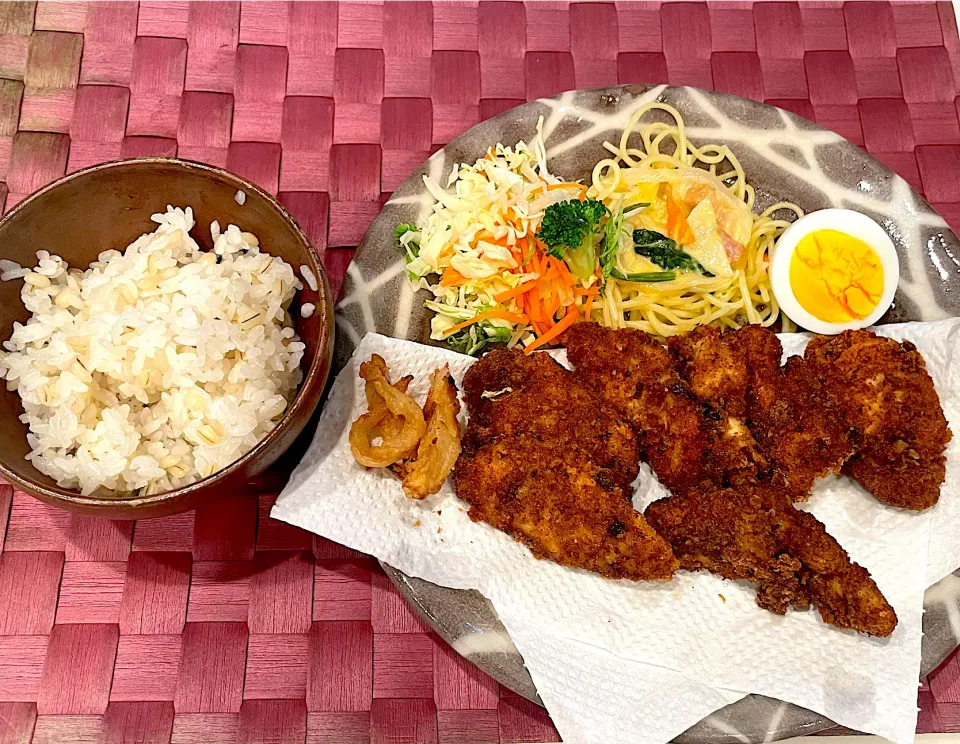 中学生息子のお昼ご飯🍚 チキンカツ定食🍚|Snow10さん