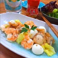 海老と帆立とうずらの卵のうま煮
