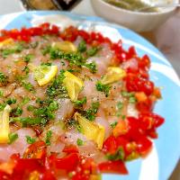 カンポットペパーのソースでカルパッチョ🐟