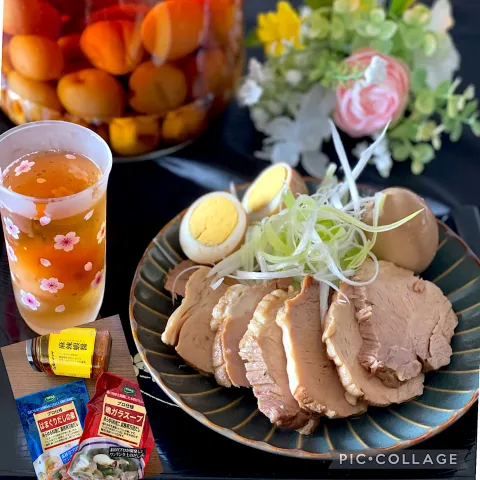 「電気圧力鍋」を使ってみたSnapdishの料理・レシピ写真:チャーシュー🐽and梅酒🥃