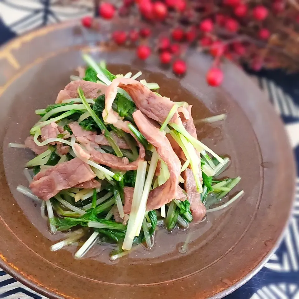 水菜と牛のハリハリ煮( ˙▿˙　)あっさりうまい|まぁさん