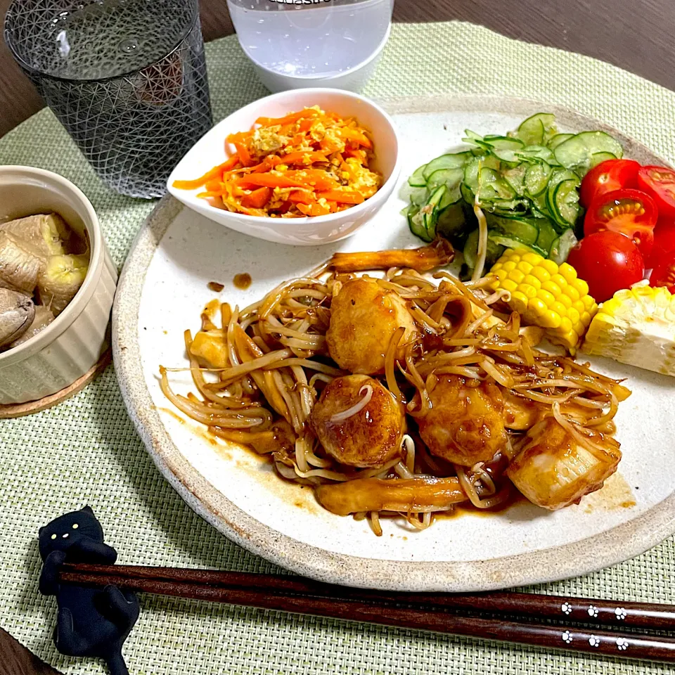 5/25 晩ご飯：帆立ともやしの味噌バター炒め|ななみんさん