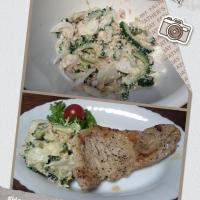 ゴーヤとツナのカレーマヨネーズサラダ、バジル＆ガーリックの豚ロース焼き