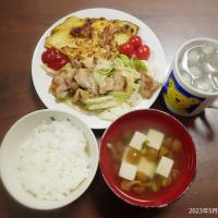 2023年5月24日の晩ご飯
豚肉とキャベツの炒め物
スペイン風オムレツ
豆腐となめこのスープ
焼酎水割り