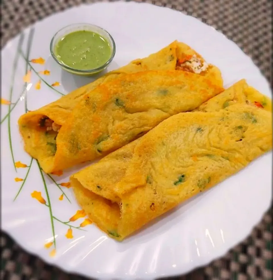 Moong Daal Paneer
Masala Stuffed Cheela
With Mint Green Chutney|Nishta Tyagiさん