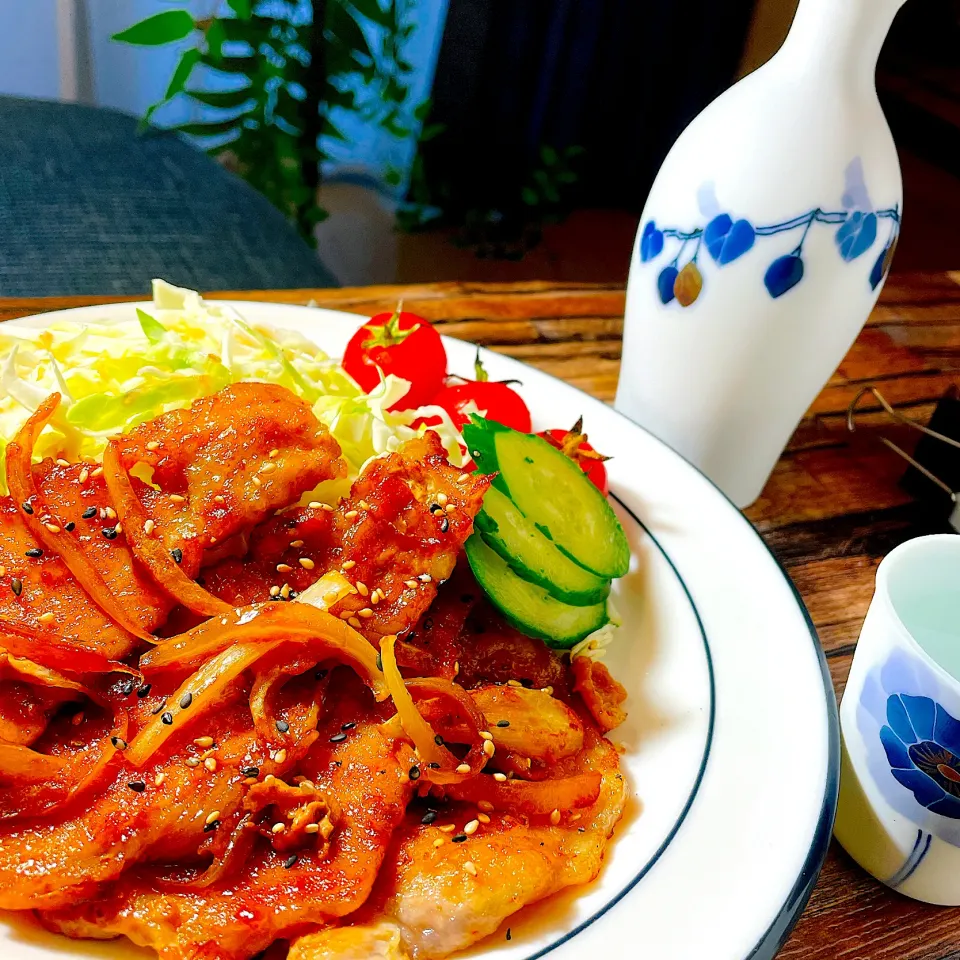 久しぶりの生姜焼きをおつまみに🍶|S の食卓2さん