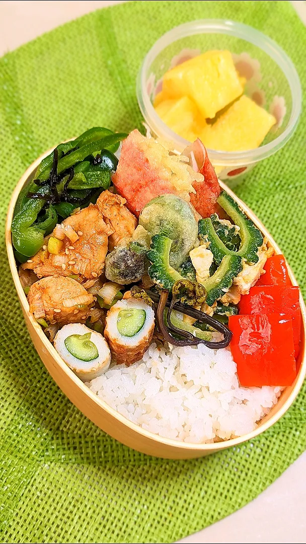 本日のお弁当〜からあげビールさんのお料理〜焼肉のたれチャップ甘辛照焼きチキン弁当〜|f.1125beさん