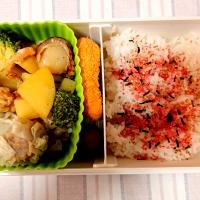 じゃがいもとブロッコリーとベビーホタテのバター醤油炒め❤️旦那さんお弁当❤️