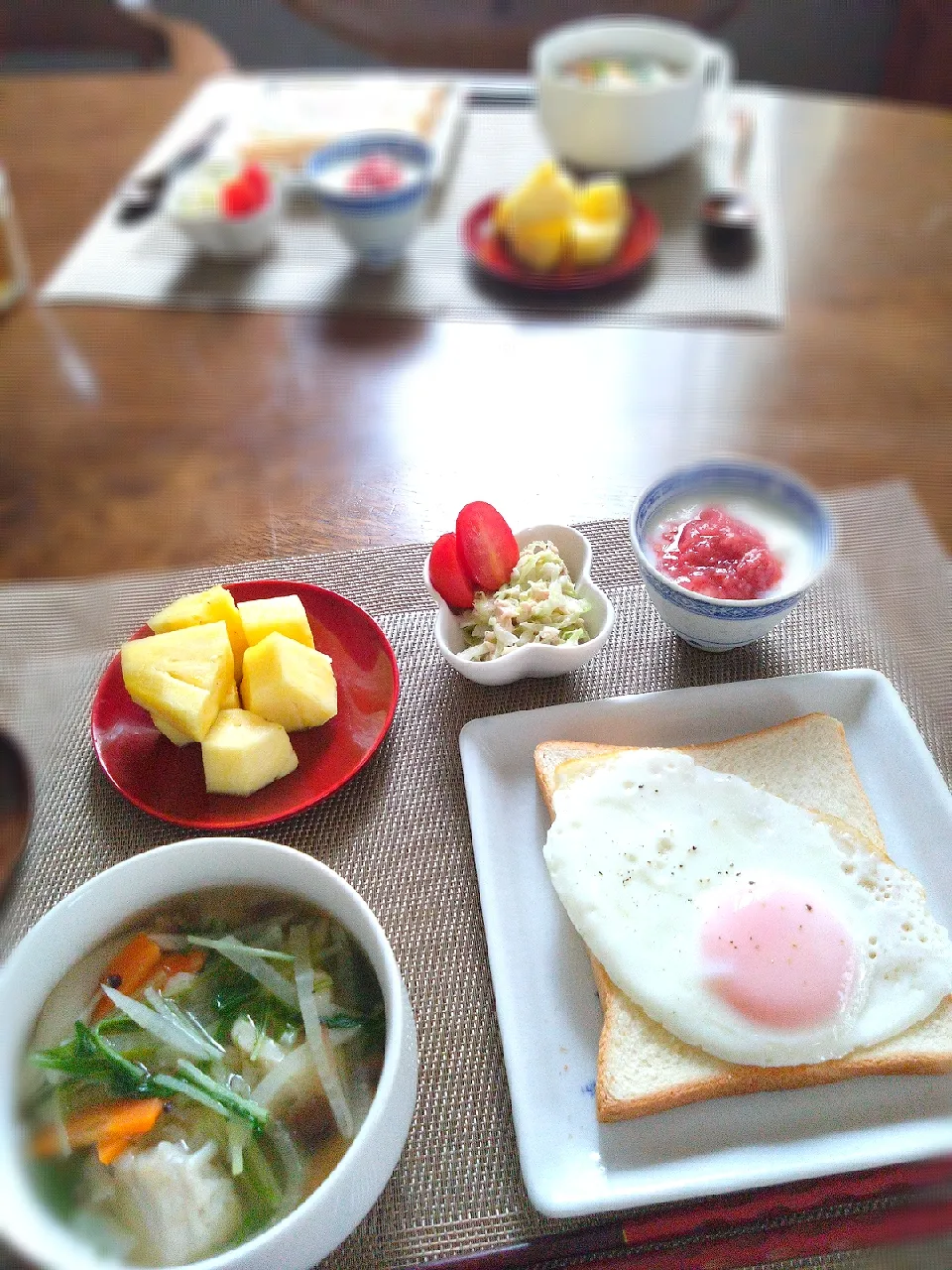 朝ごはん☁！|まめころさん