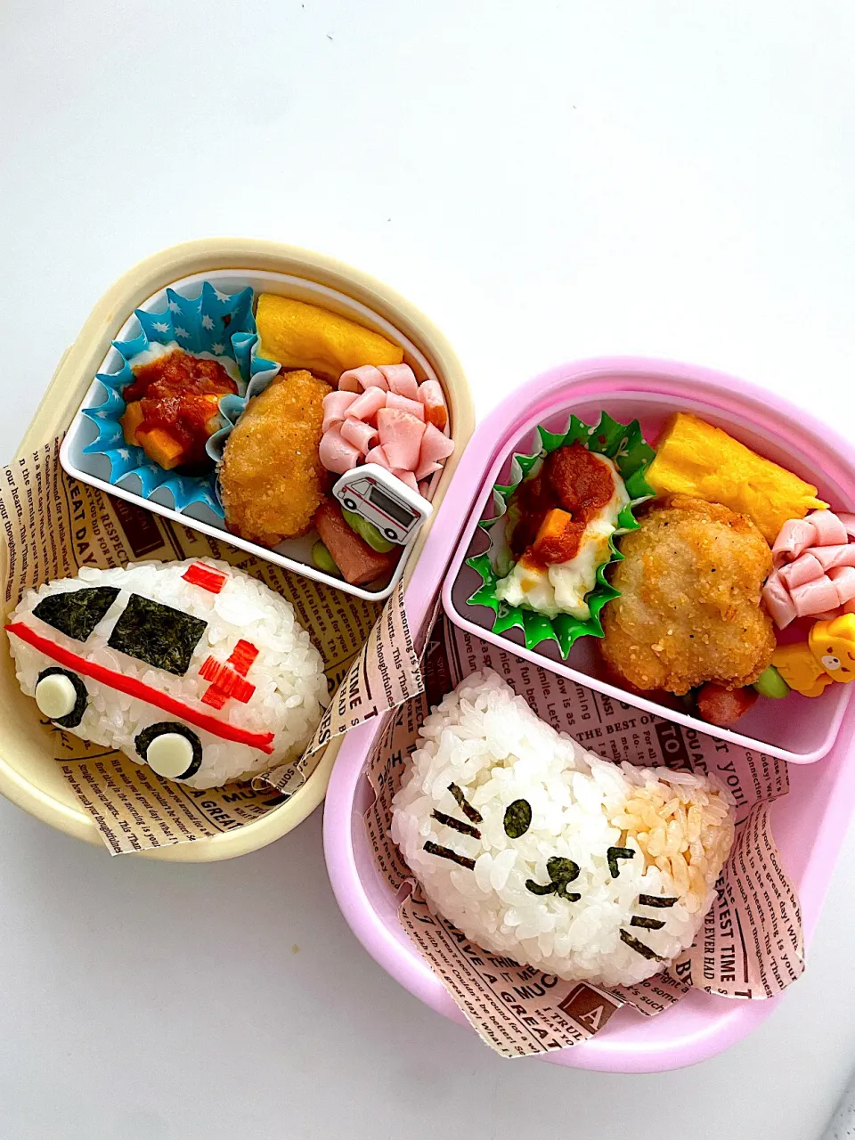 子供弁当🍱救急車、ねこ|mari＊yuakitoさん