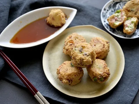 紅しょうがと枝豆の豆腐天 ～まる生Wおろしぽん酢がけ～|ヤマサ醤油公式アカウントさん