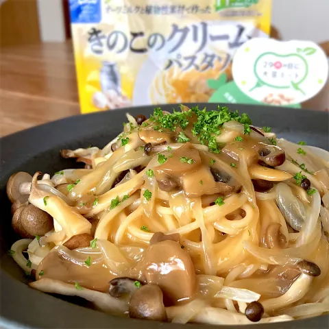 「PlantRECIPE　きのこのクリームパスタソース」を使ってみたSnapdishの料理・レシピ写真:きのこクリームパスタ🍄