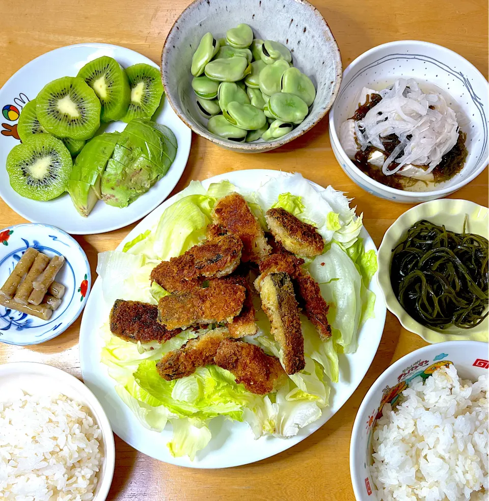 Snapdishの料理写真:干し鯖フライ🐟そら豆|Makokoさん