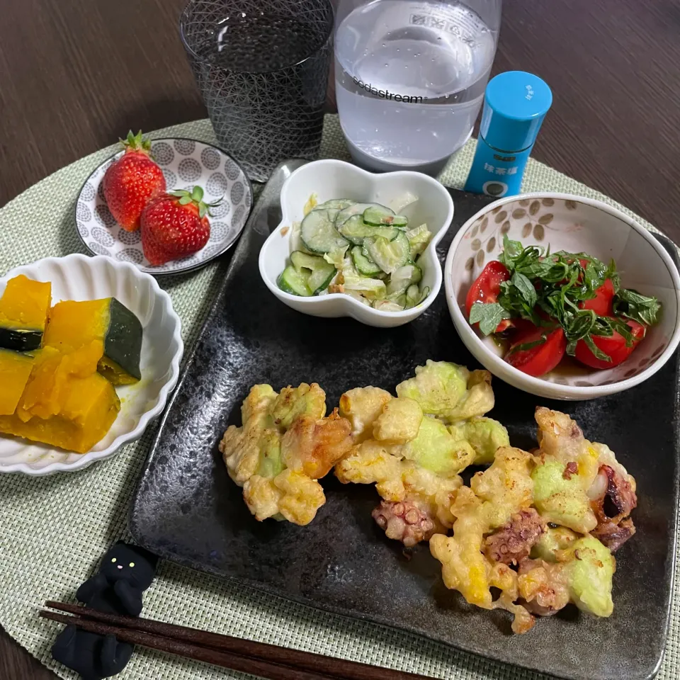 5/31晩ご飯：タコとそら豆のかき揚げ|ななみんさん