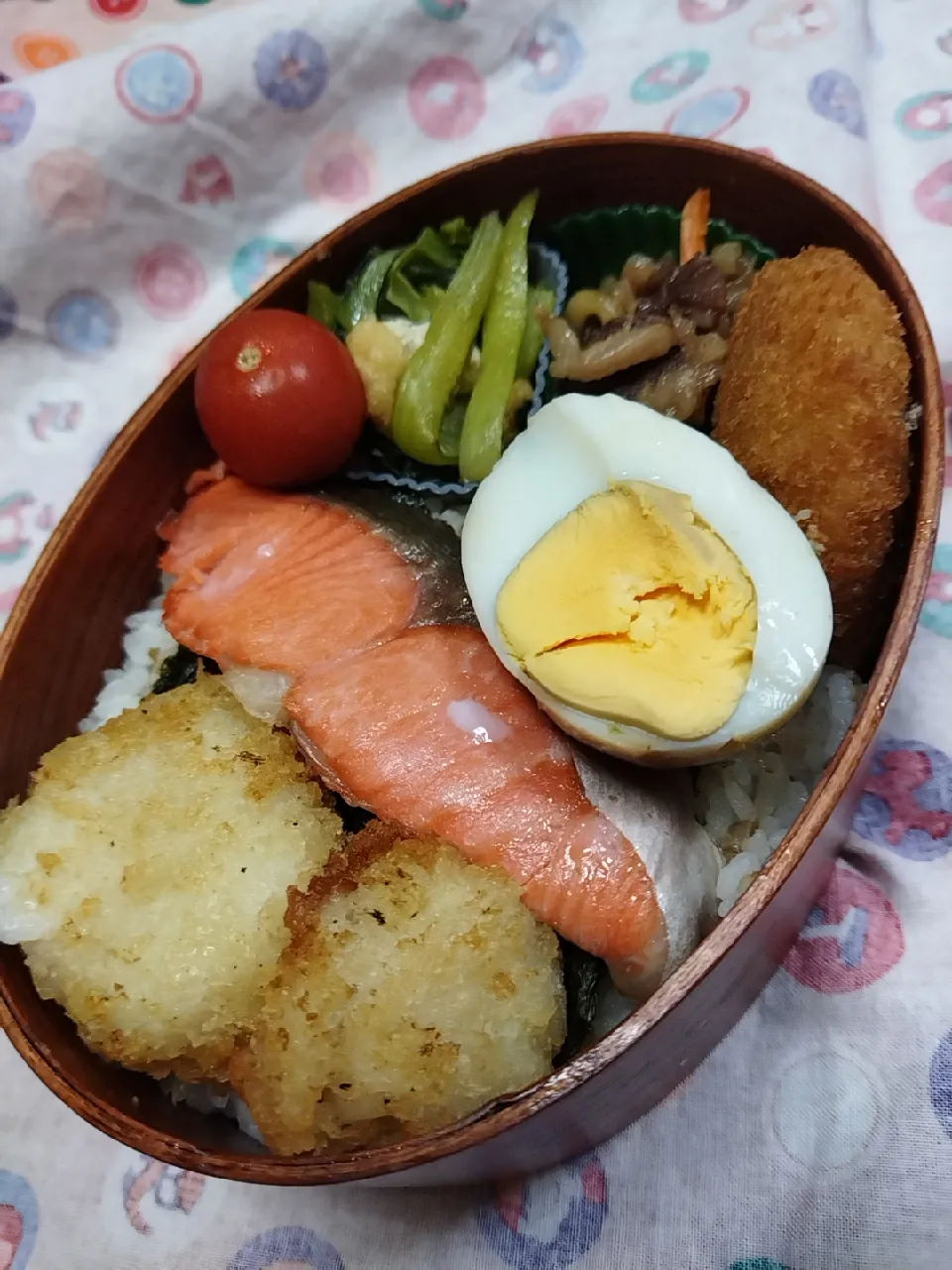 Snapdishの料理写真:高校生男子曲げわっぱ弁当|JUNさん