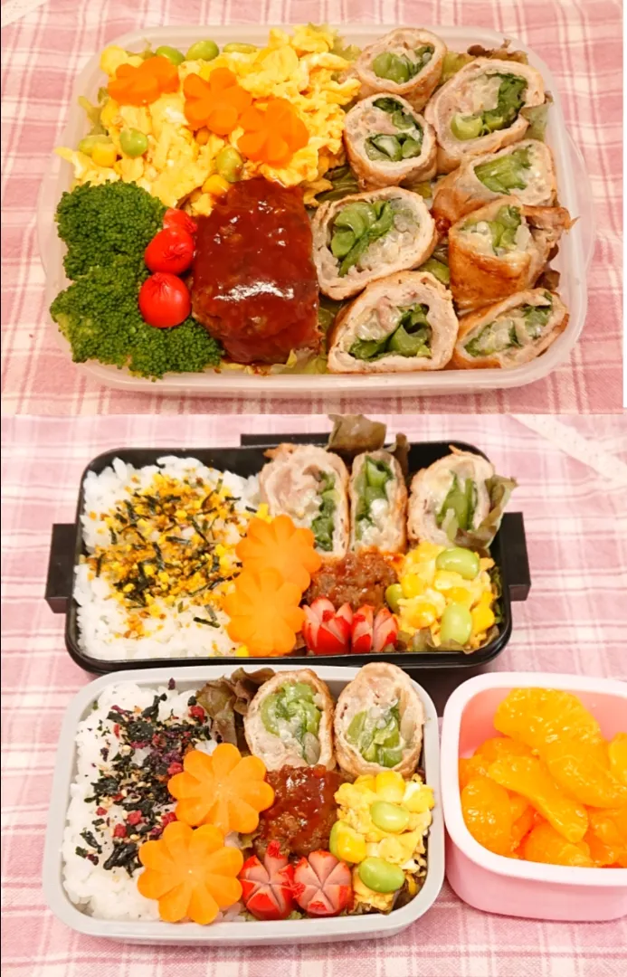 小松菜ともやしの豚肉巻き弁当❤️|みちゅあしさん