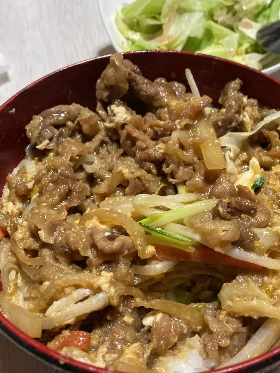 一人晩御飯、野菜卵とじ牛丼|Ayaさん