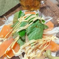 自分用　サーモンマリネサラダ🍻雑盛り🍻