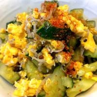 胡瓜・しらす・炒り卵の甘酢和え