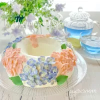 Snapdishの料理写真:紫陽花ケーキ作りました(∩ˊᵕˋ∩) .ﾟ♡