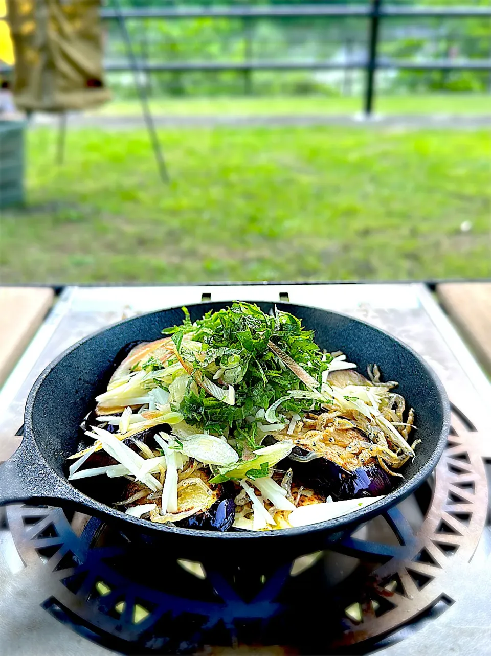 Snapdishの料理写真:キャンプ飯　焼き茄子|Nobuko  Kawanishiさん