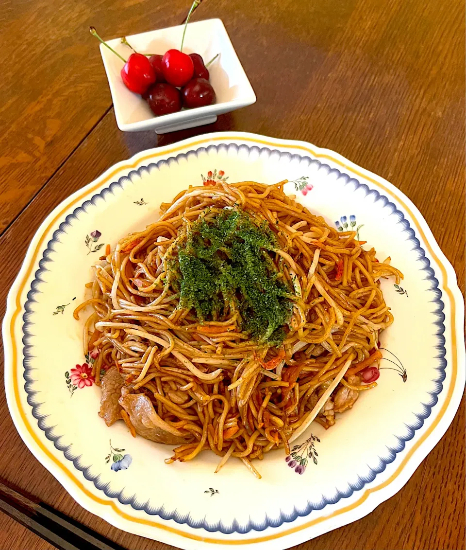 ブランチ♯焼きそば♯ソース焼きそば|小松菜さん